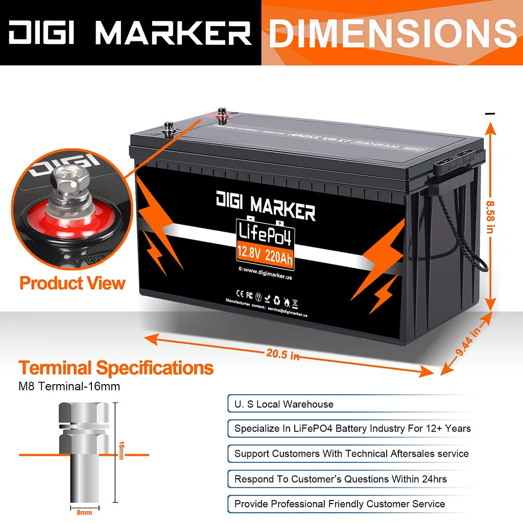 12.8V 220Ah LiFePO4 Battery 2816Wh