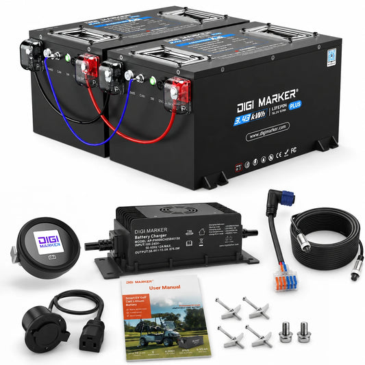 DIGI CS-Plus 48V 134Ah Golf Cart Lithium Battery, 200A BMS, 12V output, Support expansion, Perfect for community Dual 67Ah Parallel Kit