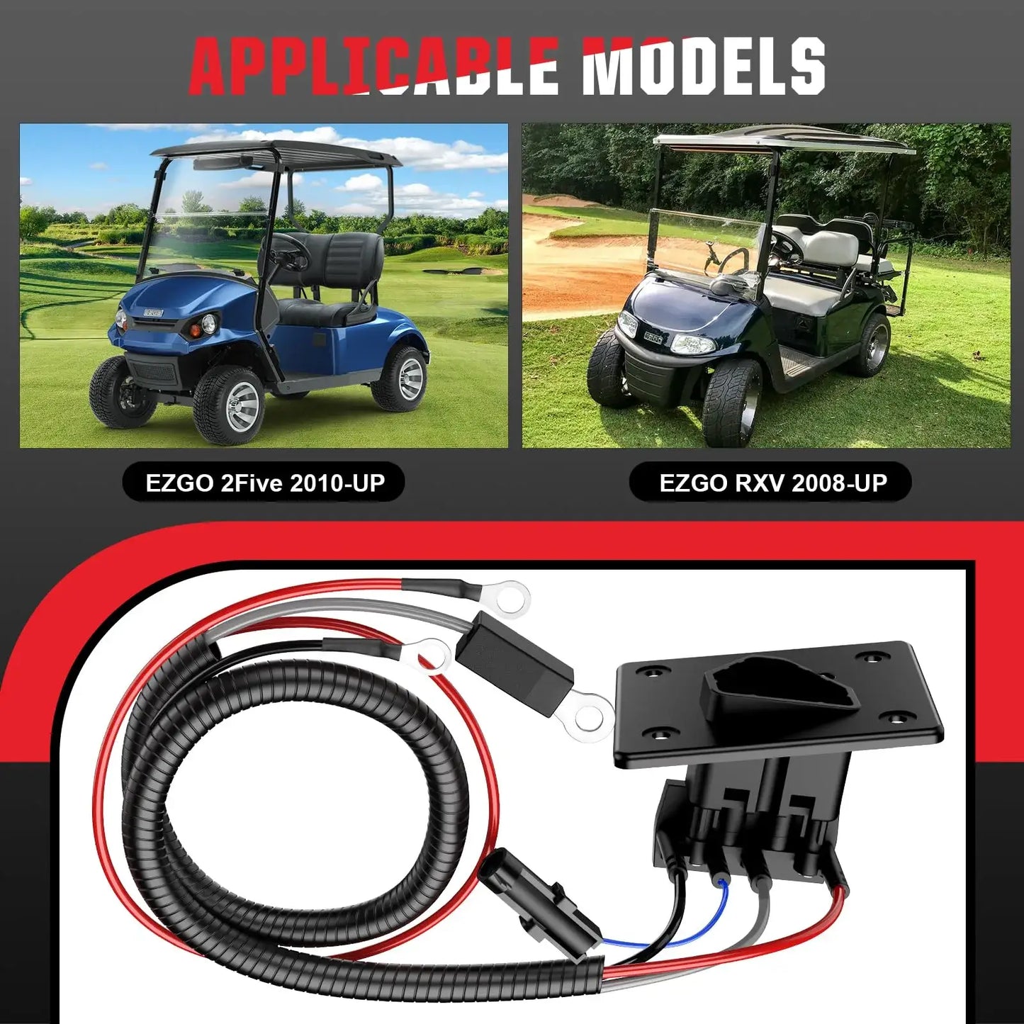 EZGO 48V Charger Receptacle with Wires for EZGO RXV & TXT 2008-UP ElectricEZGO 2Five 2010-UP Delta-Q