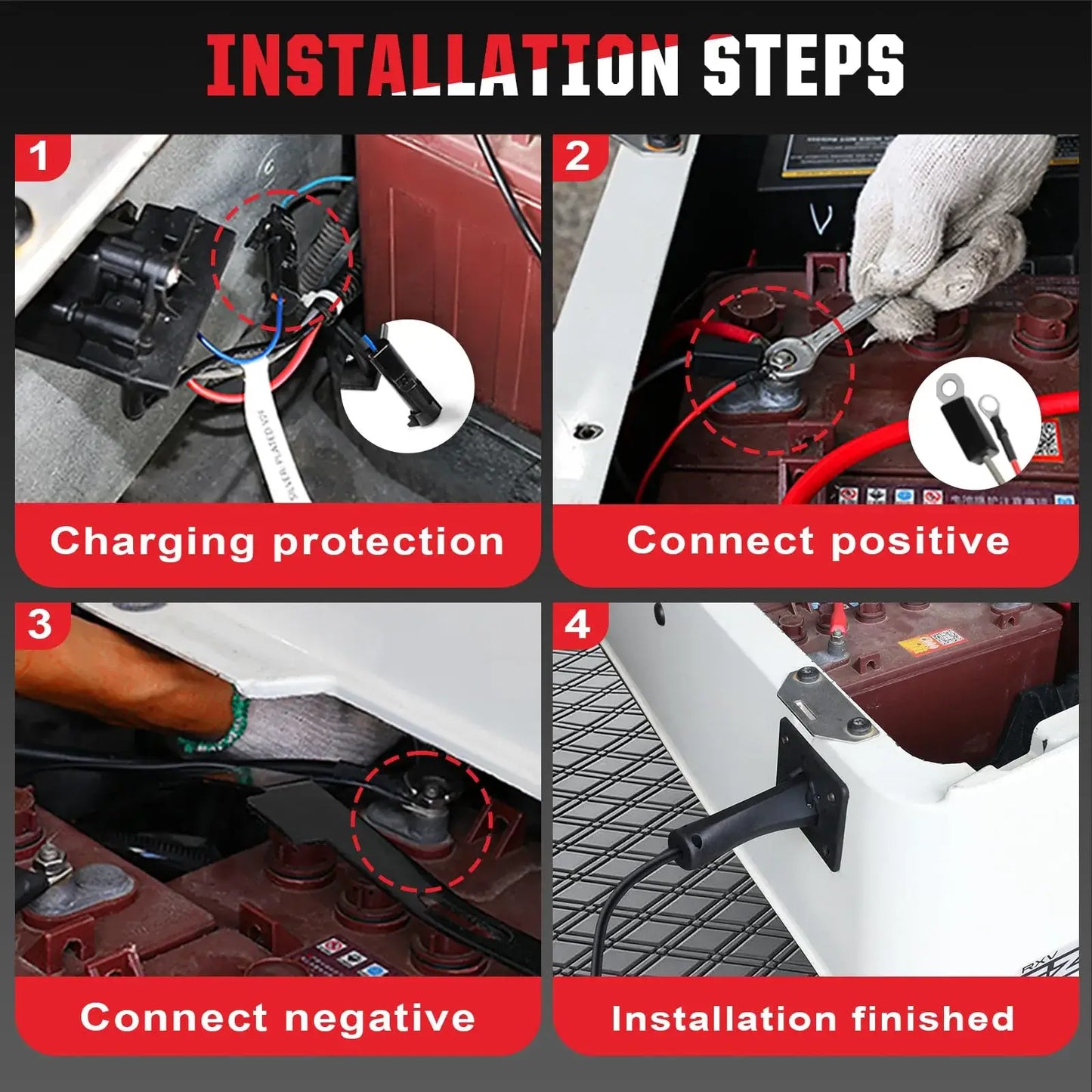 EZGO 48V Charger Receptacle with Wires for EZGO RXV & TXT 2008-UP ElectricEZGO 2Five 2010-UP Delta-Q