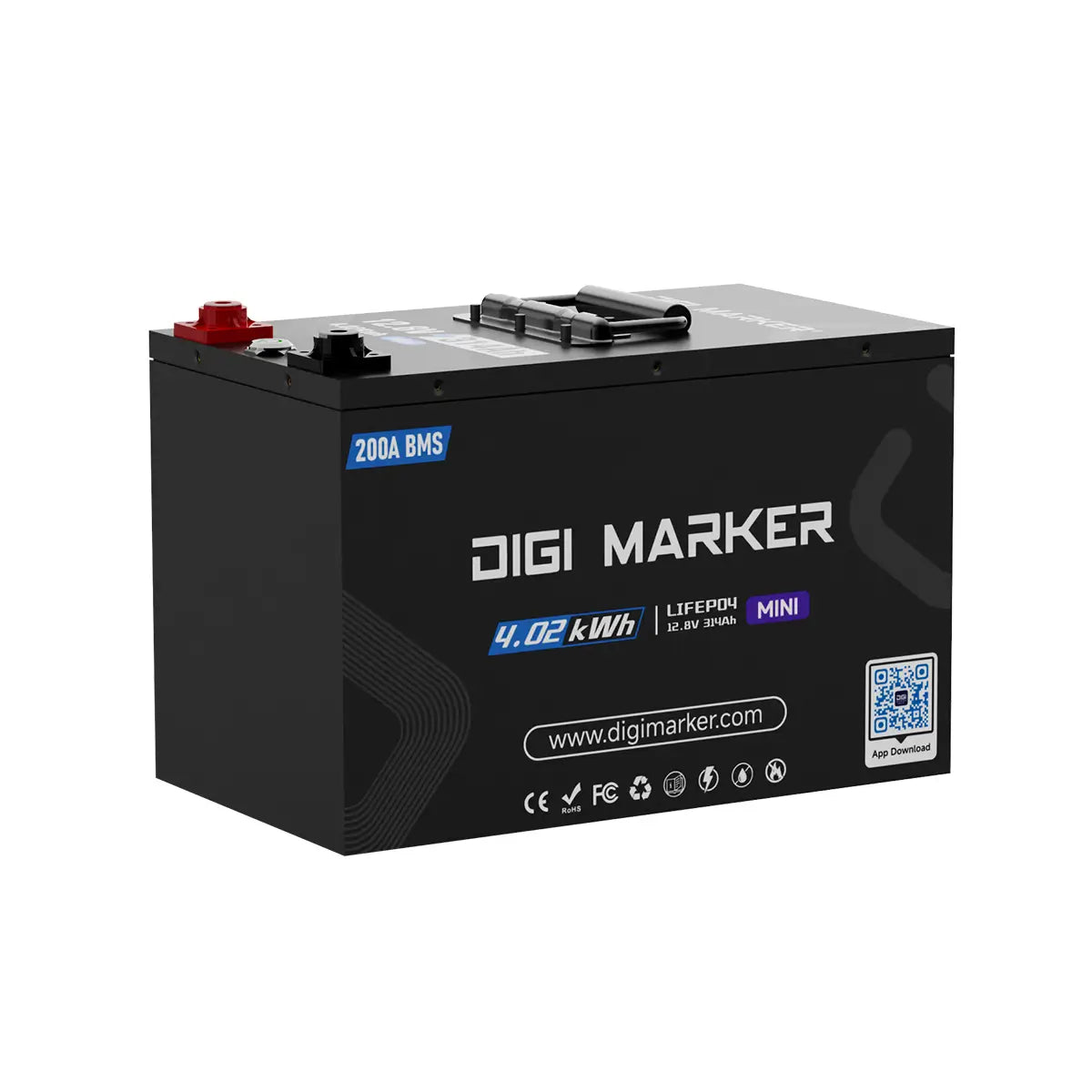 🔥DIGI 12.8V 314Ah Mini LiFePO4 Battery 200A BMS 4.02 kWh