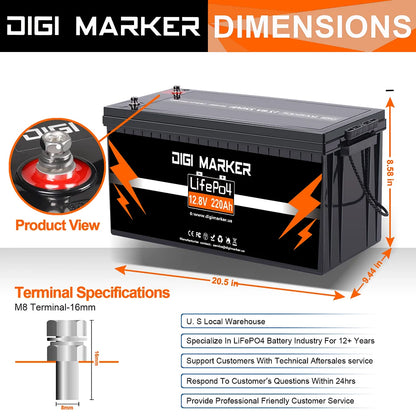 12.8V 220Ah LiFePO4 Battery 2816Wh