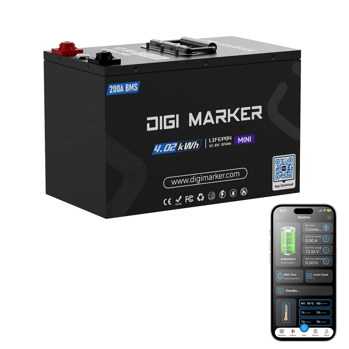 🔥DIGI CN-Plus Mini 12V 314Ah Lithium Battery BMS