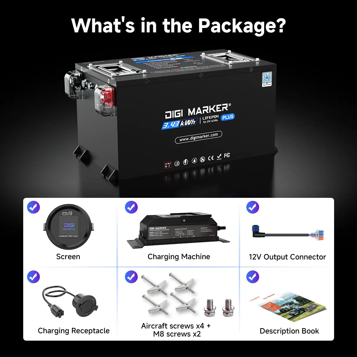 🔥DIGI CS-Plus 48V 67Ah/100Ah Mini-Golf Cart Lithium Battery