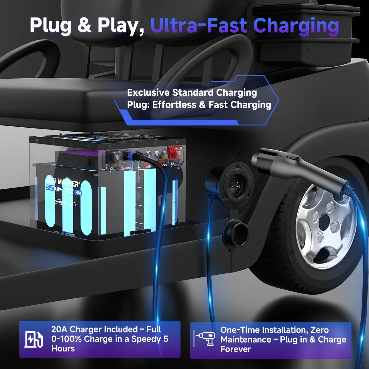 🔥DIGI CS-Plus 48V 100Ah Mini-Golf Cart Lithium Battery