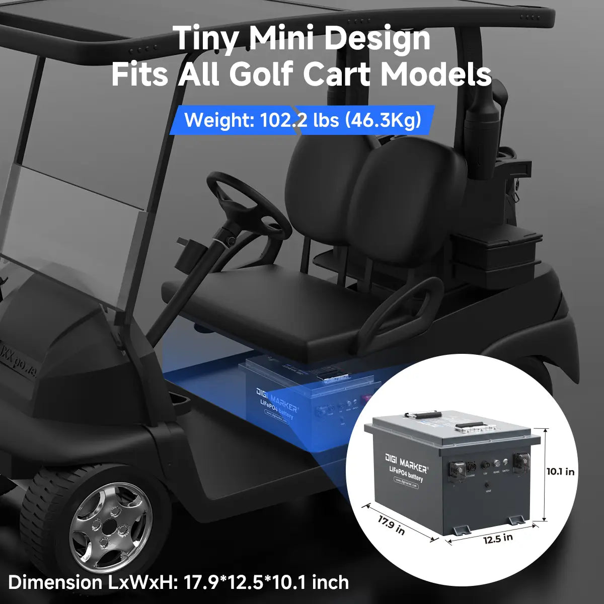 🔥DIGI CS-48V 100ah Mini-Golf Cart Lithium Battery
