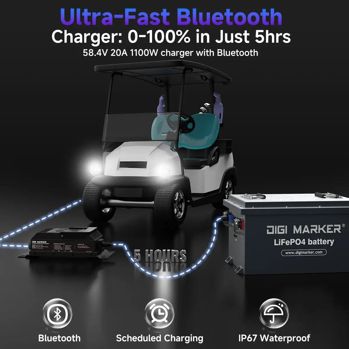 🔥DIGI CS-48V 100ah Mini-Golf Cart Lithium Battery