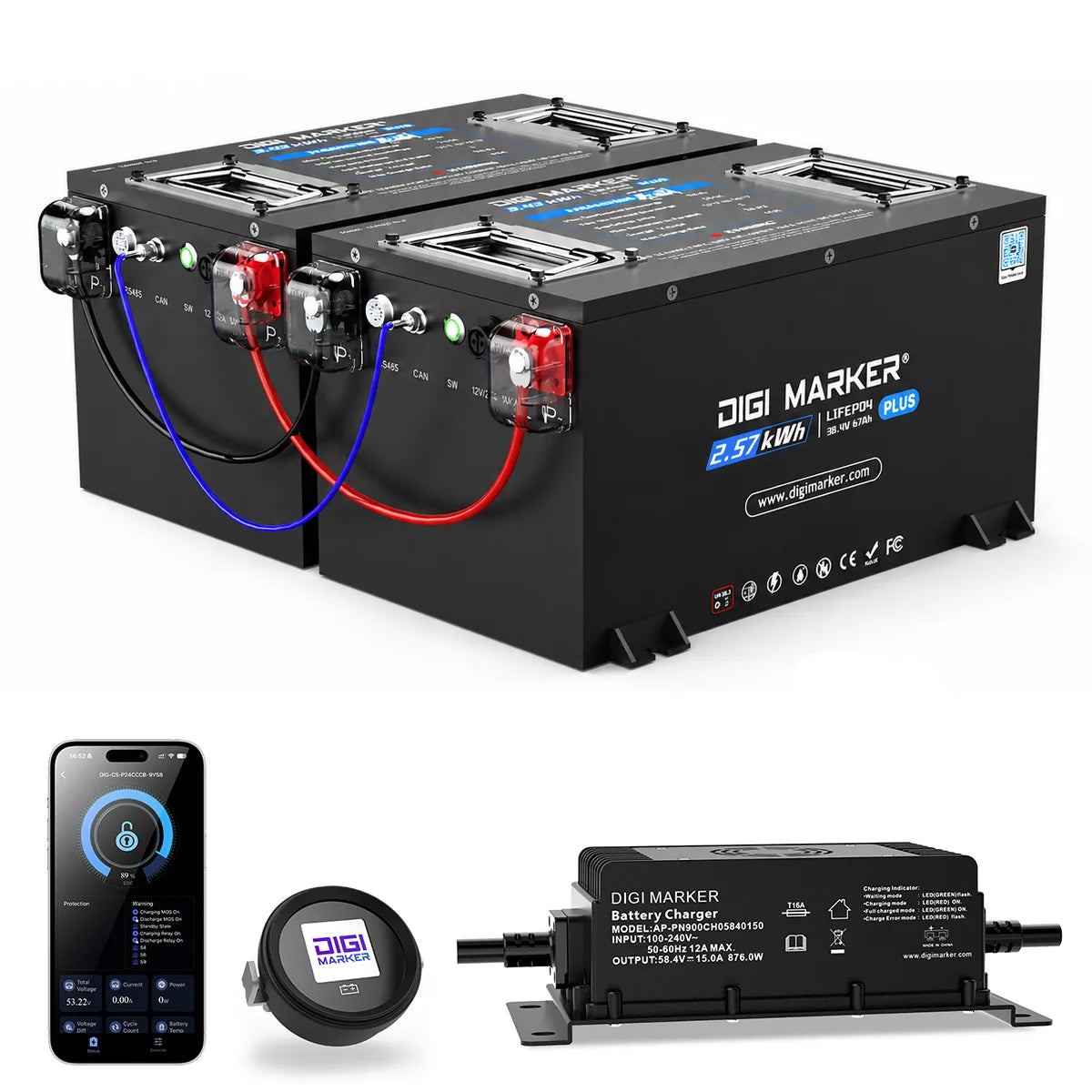 DIGI CS-Plus 36V 134Ah Golf Cart Lithium Battery, Ultra-long Range, 55 Miles, 300A Maximum Continuous Discharge