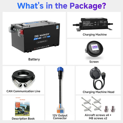 DIGI CS-Plus 36V 67Ah Golf Cart Lithium Battery, CAN Parallel Support, Built-in 12V Converter, Grade A Cells, Smart App