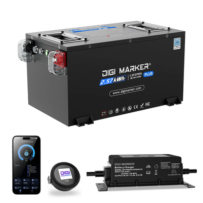 DIGI CS-Plus 36V 67Ah Golf Cart Lithium Battery, CAN Parallel Support, Built-in 12V Converter, Grade A Cells, Smart App