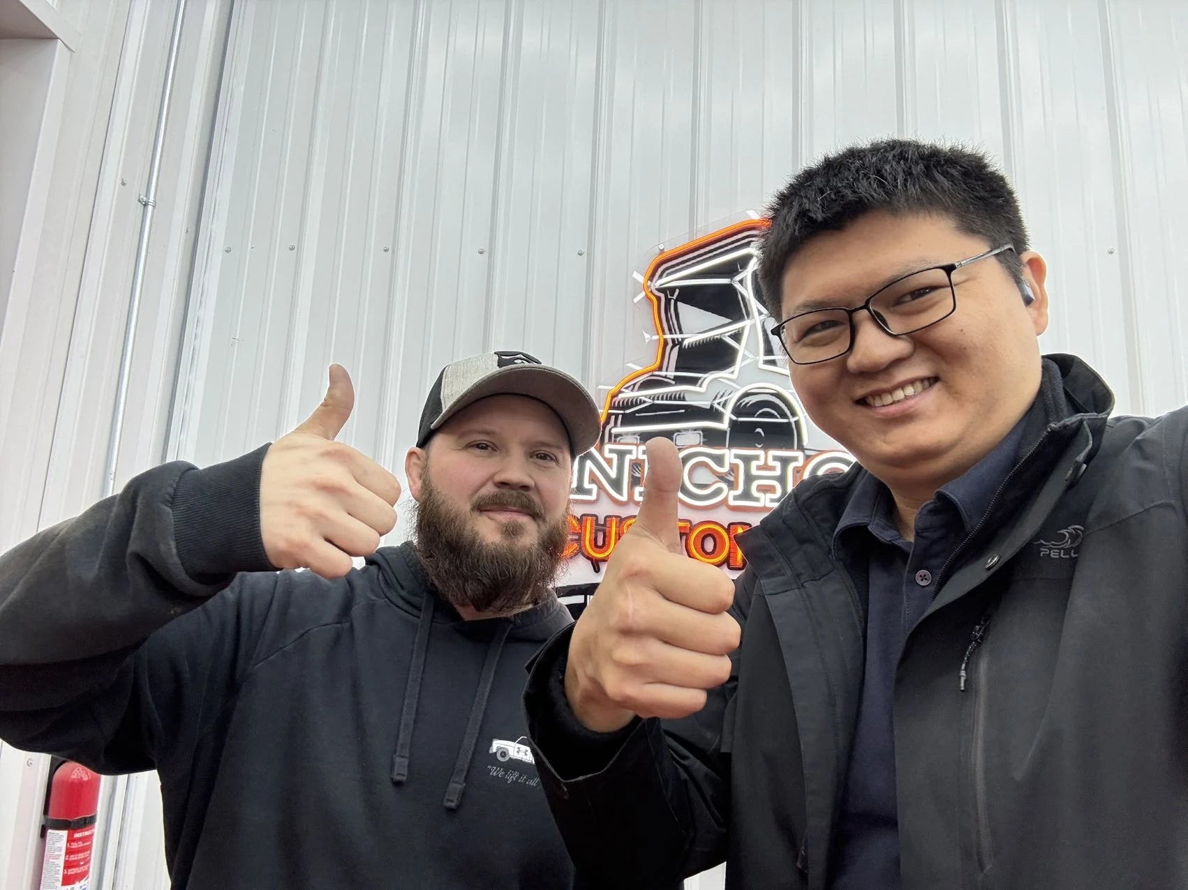 Two people during a golf cart shop visit
